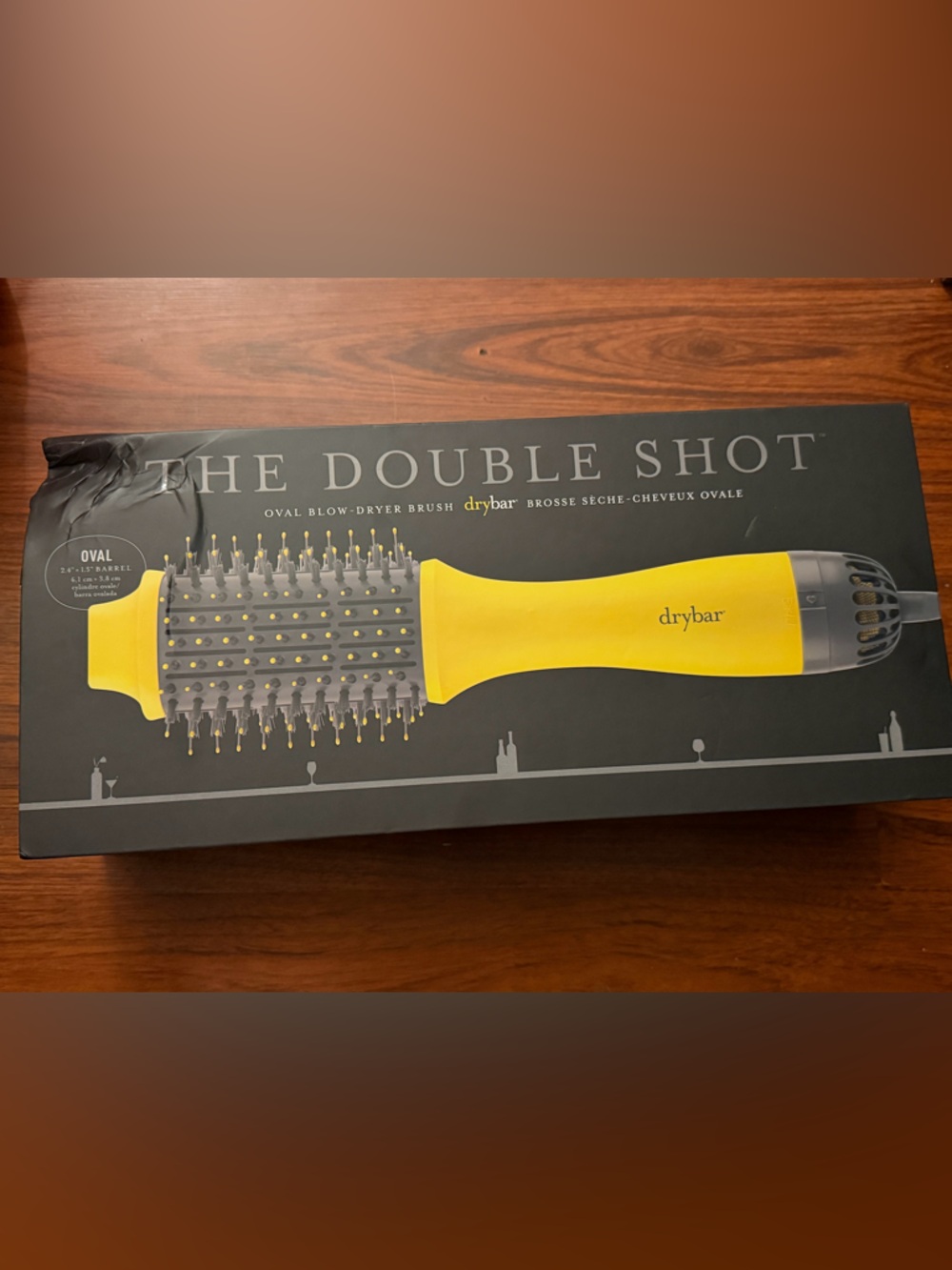 Drybar yellow the double shot oval blow-dryer brush with gray head brand new